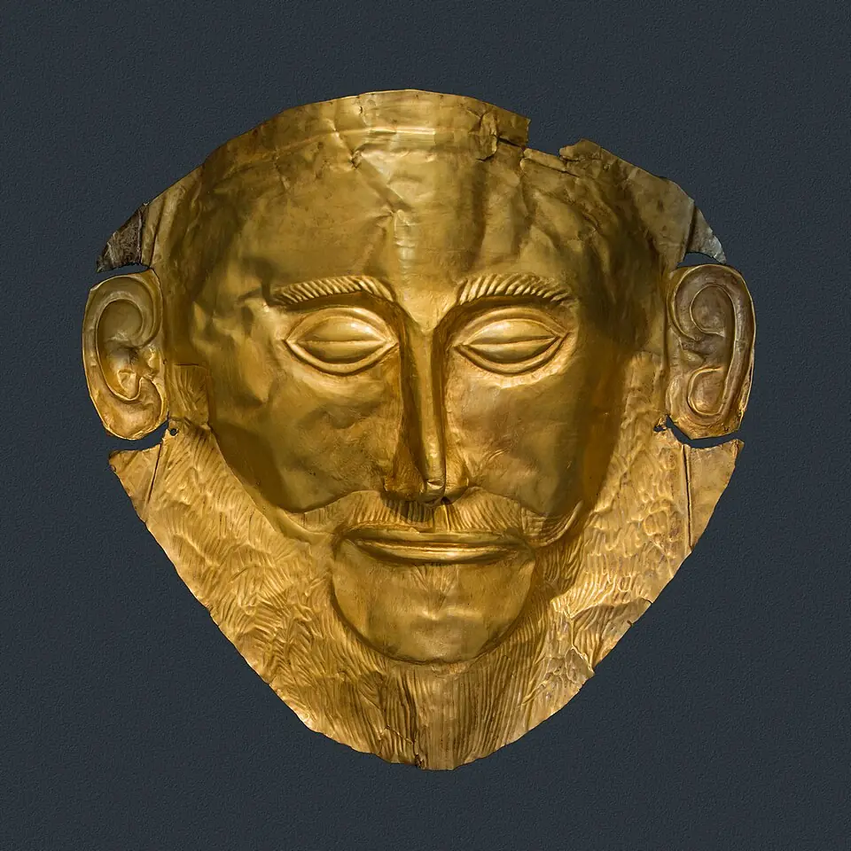 Mask of Agamemnon, Mycenaean, about 1550 to 1500 BC