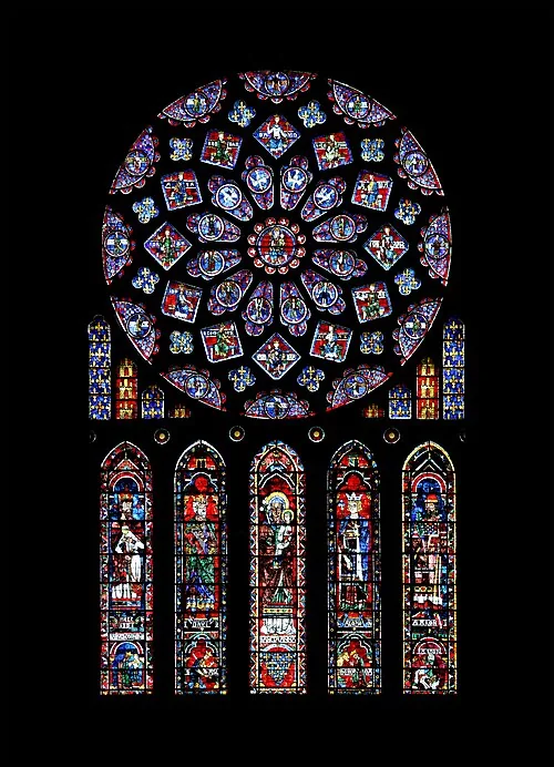 North Rose Window, Chartres Cathedral, Gothic, about 1230 to 1235