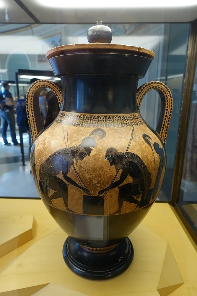 Achilles and Ajax Playing a Game, Exekias, about 540 to 530 BC