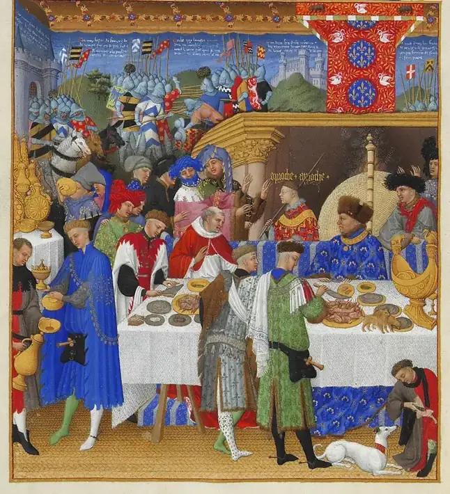 Très Riches Heures: January, Limbourg brothers, about 1412 to 1416